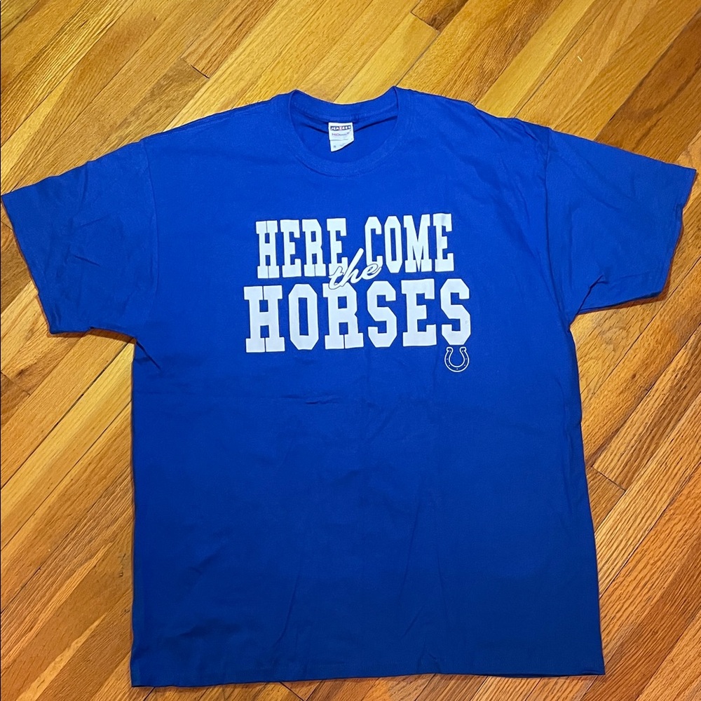 NFL COLTS Blue & White Graphic Athletic Sports Fan Casual Comfortable T-Shirt